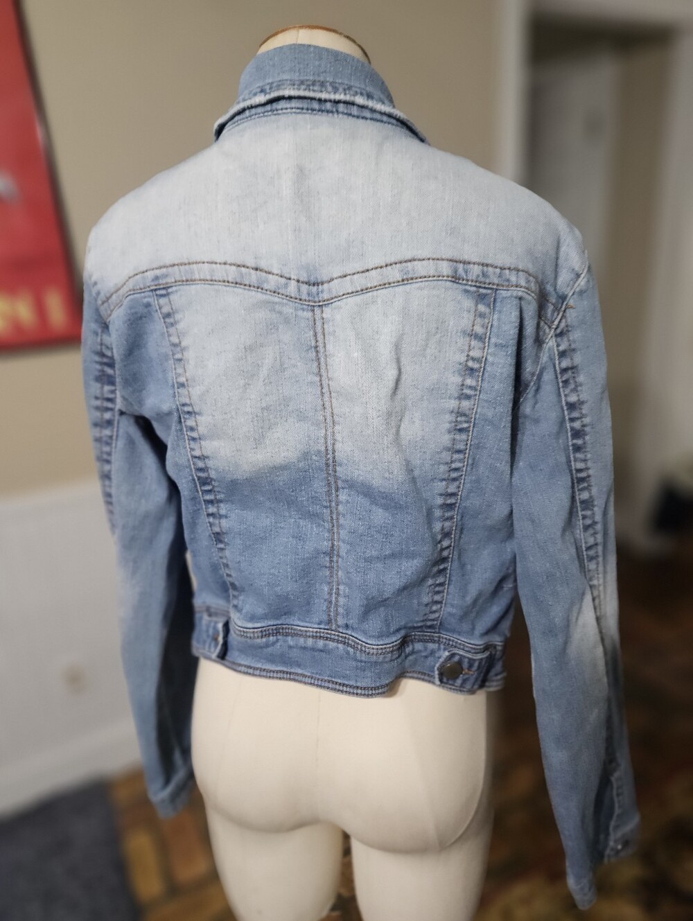 Love Fire Denim Distressed Jean Jacket XL - Picture 3 of 5